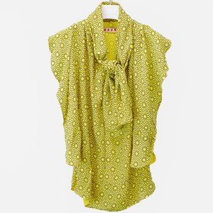 Marni AW/11 Geometric Tie Neck Ruffle Blouse